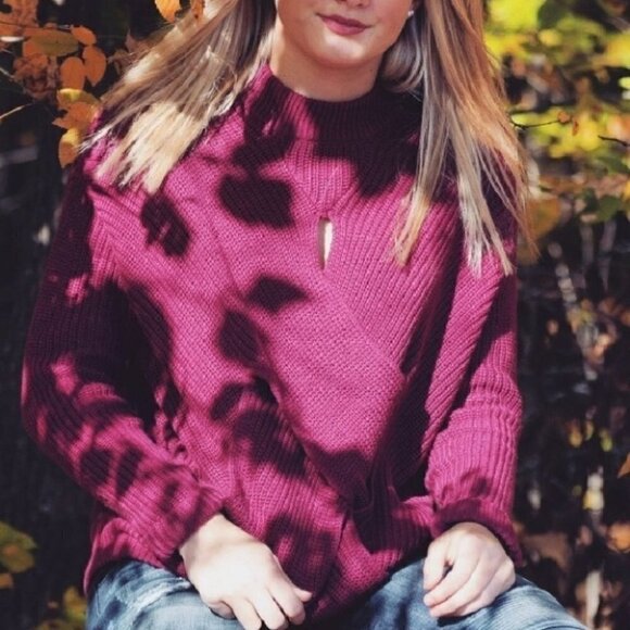 Plum Sweater with Weaver Detail - Picture 3 of 3